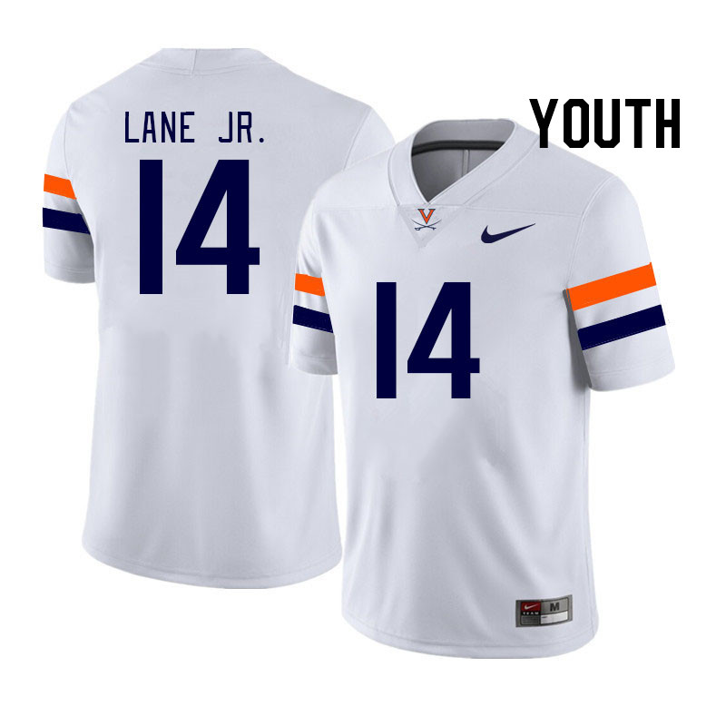 Youth #14 Davis Lane Jr. Virginia Cavaliers College Football Jerseys Stitched Sale-White - Click Image to Close